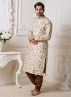 Off White Colour Fancy Latest Designer Party And Function Wear Traditional Mysore Silk Kurta Churidar Pajama Redymade Collection Swaroop-1-24